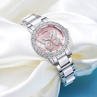 Butterfly Diamond-encrusted Luxury Women's Watch With Calendar And Steel Strap