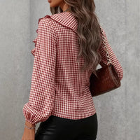 Fashionable Casual Small-Plaid Layered Shirt