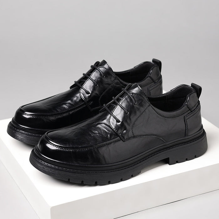 Leisure Chunky-soled Elevating Leather Shoes