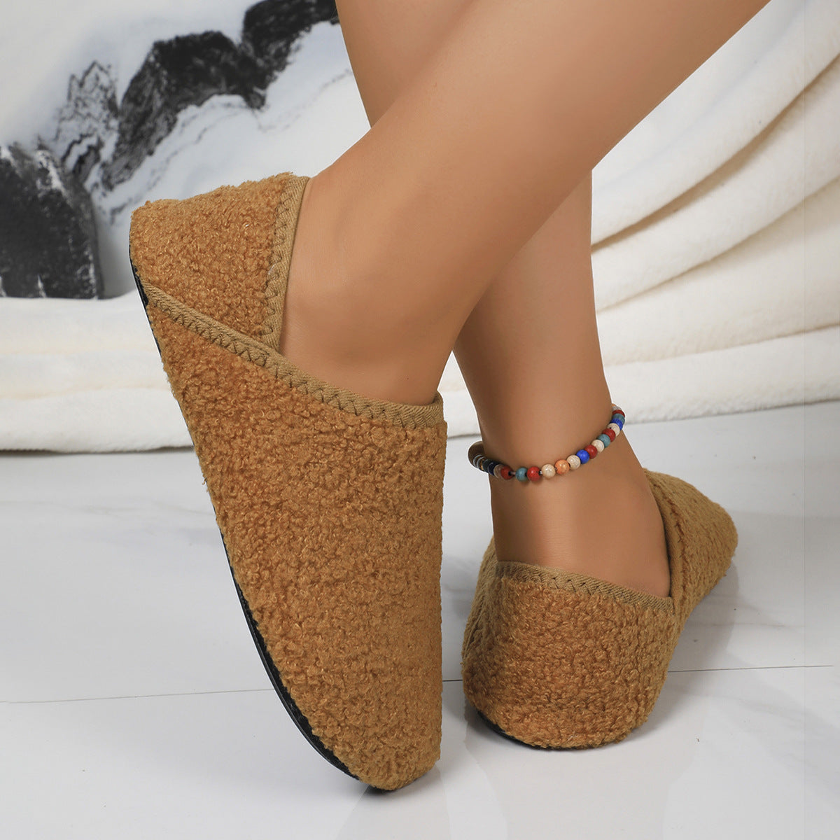 Fleece-Lined Suede Slippers