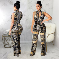 Printed sleeveless jumpsuit