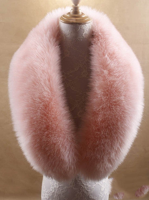 Women faux fox fur collar shawl female autumn warm scarves