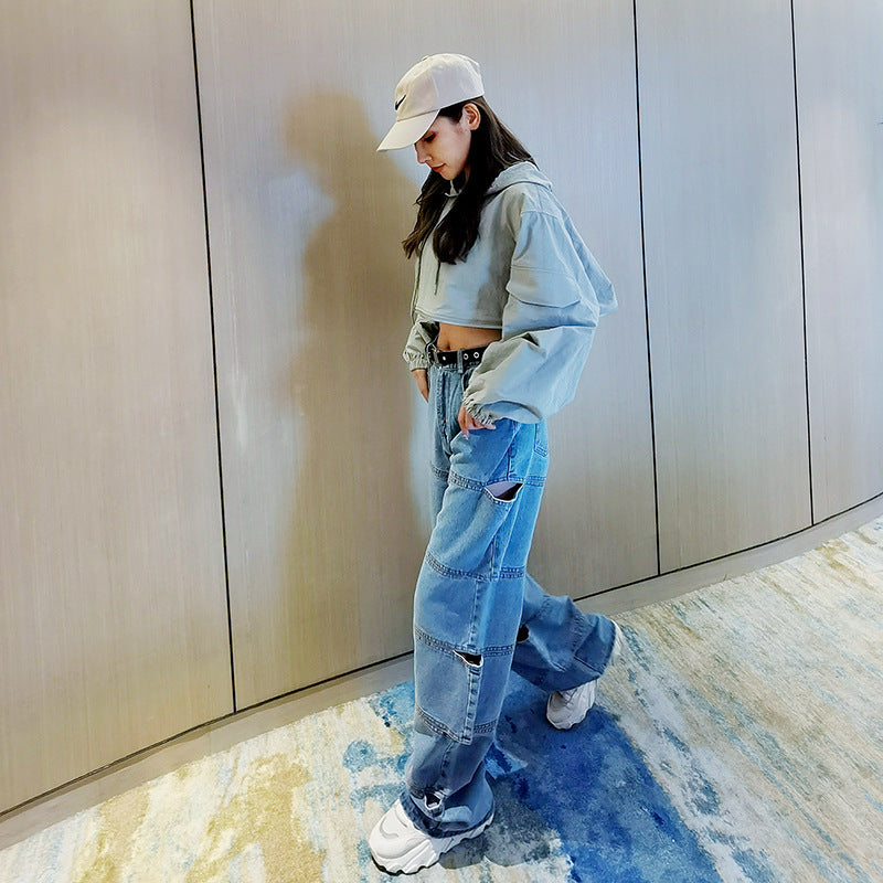 Personality Ripped Straight Jeans