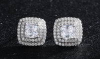Square Full Diamond Zircon Earrings