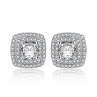 Square Full Diamond Zircon Earrings
