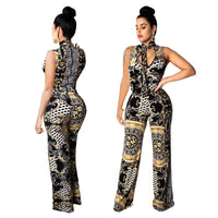 Printed sleeveless jumpsuit