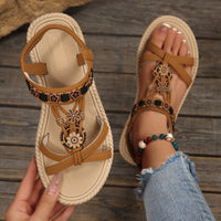 Large-Size Flat Beaded Sandals