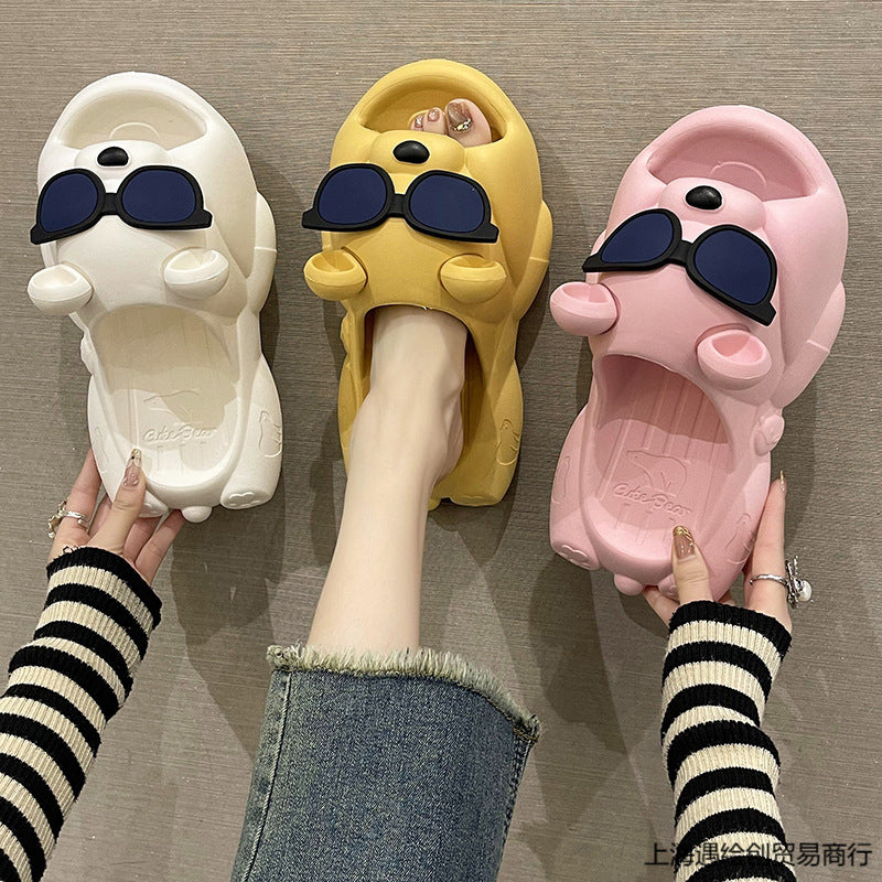 Cute Sunglasses Bear Slippers