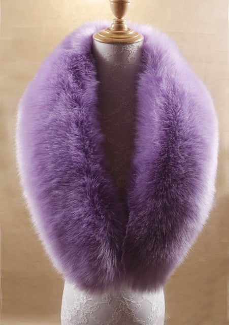 Women faux fox fur collar shawl female autumn warm scarves