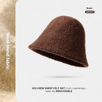 Rabbit Fur Bucket Hat Women's Fleece-lined Warm Bucket Hat