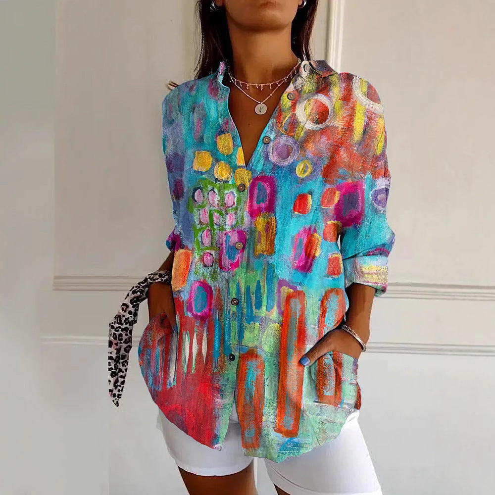 Floral Pattern 3D Printed Long-Sleeve Shirt