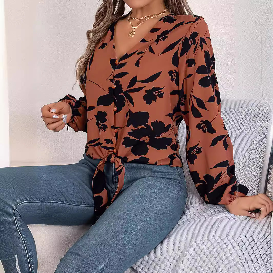 Lace-up Chiffon Blouse Top
