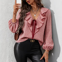 Fashionable Casual Small-Plaid Layered Shirt