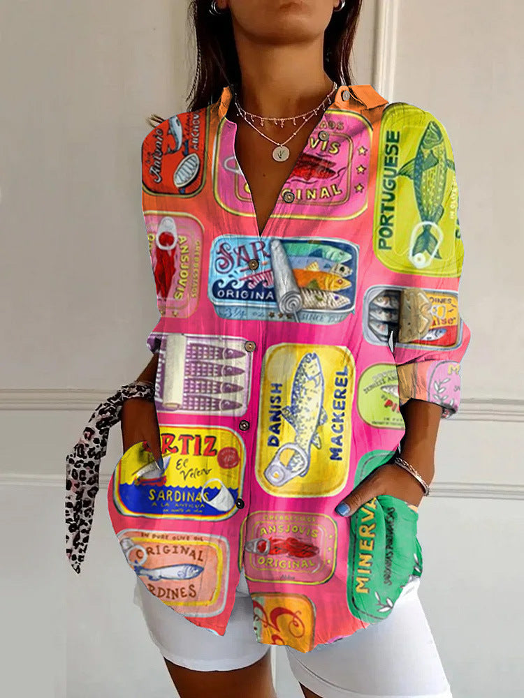 Floral Pattern 3D Printed Long-Sleeve Shirt