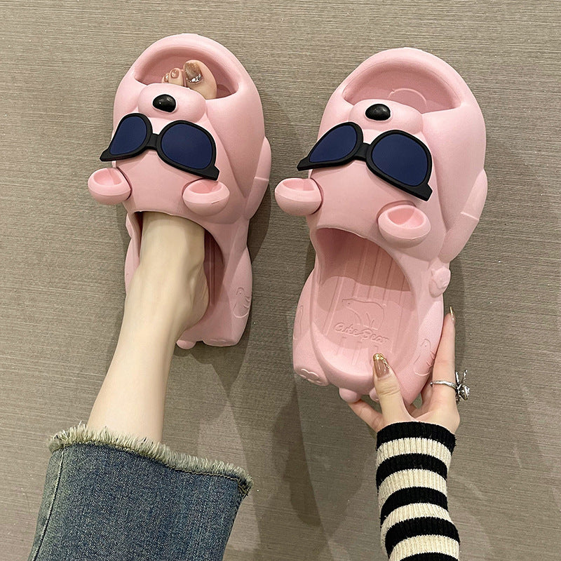 Cute Sunglasses Bear Slippers