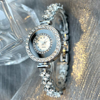 Diamond-encrusted Glass Rhinestone Women's Quartz Watch