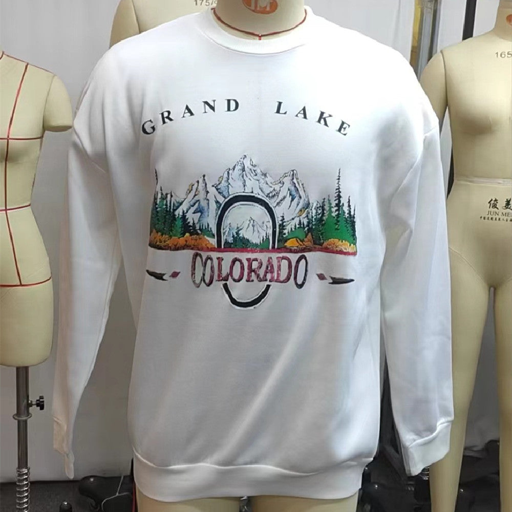 European & American Style Print Sweatshirt