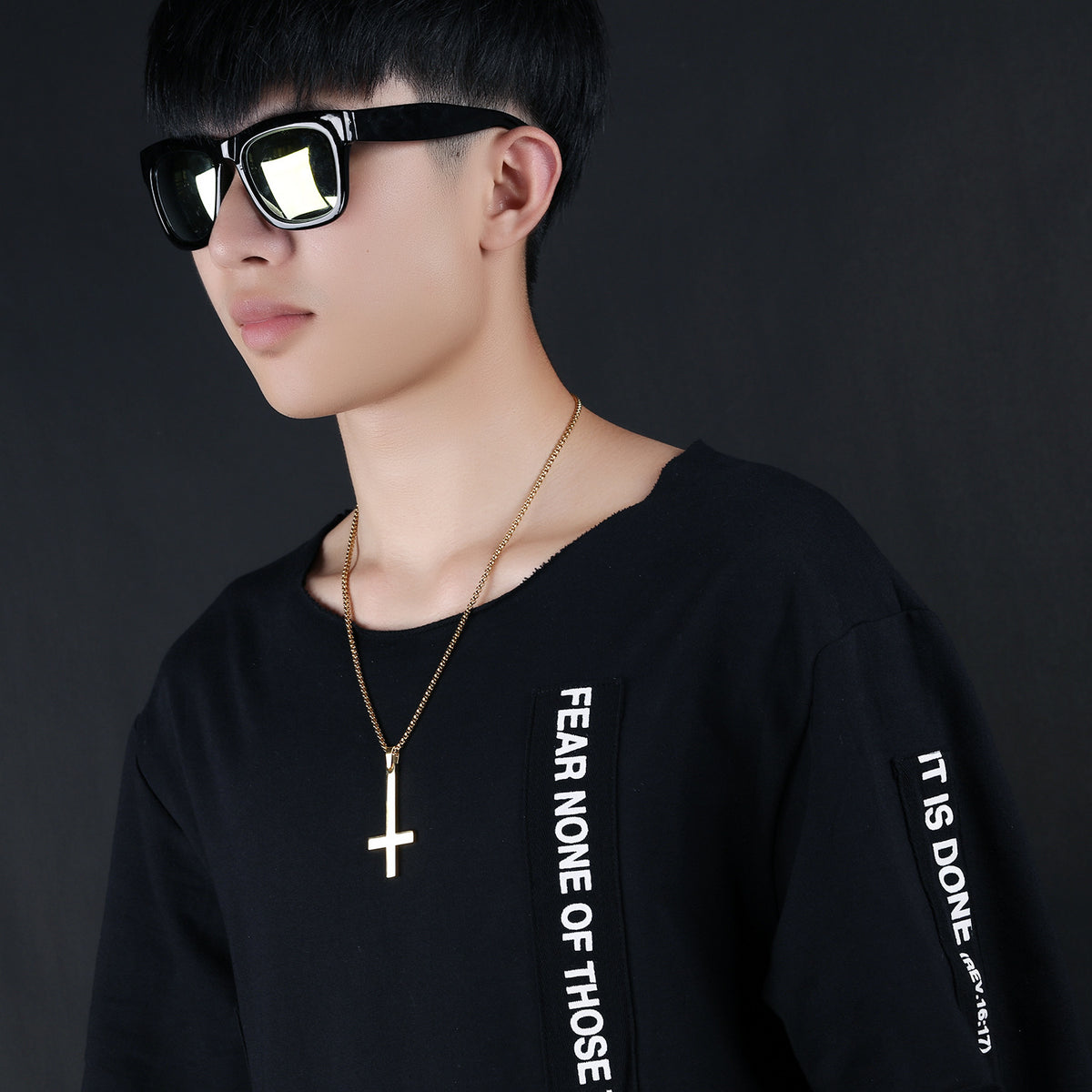 Stainless steel inverted cross necklace