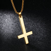 Stainless steel inverted cross necklace