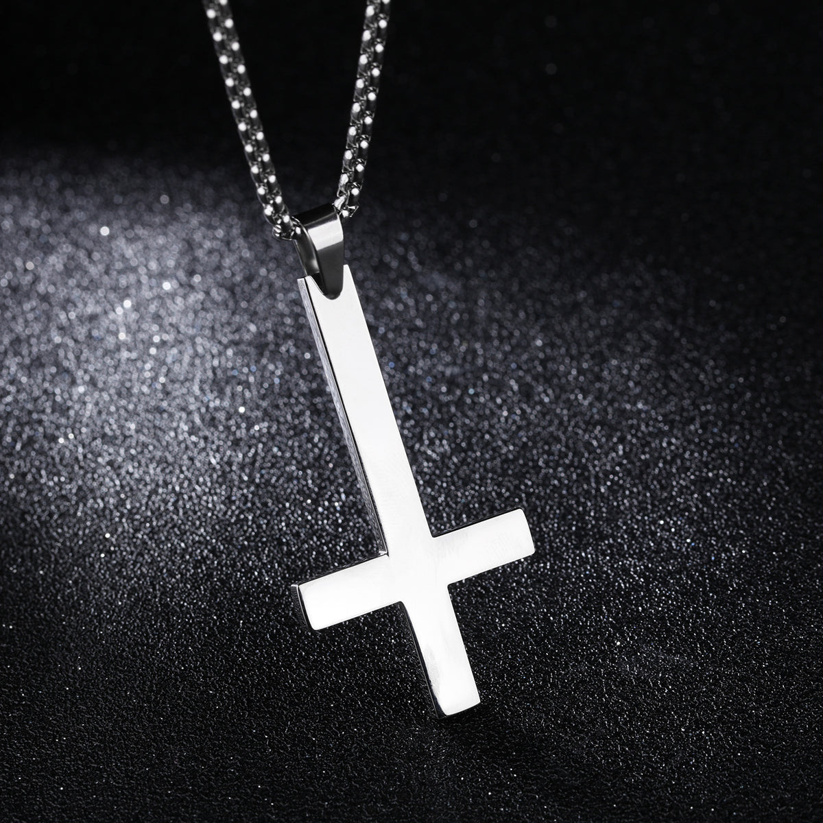 Stainless steel inverted cross necklace
