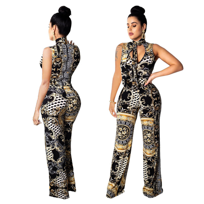 Printed sleeveless jumpsuit