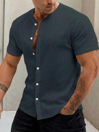 Cardigan Stand Collar Short-sleeve Shirts