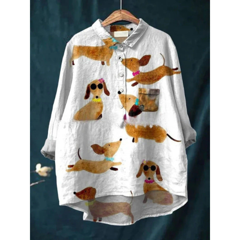 Retro Digital-print Animal Shirt