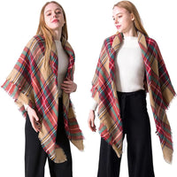 59 X 59in Women Scarf Plaid Tassel Soft Warm Blanket Scarves Womens Shawl Wraps