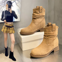 Suede Slimming Chunky-heel Fashion Ankle Boots