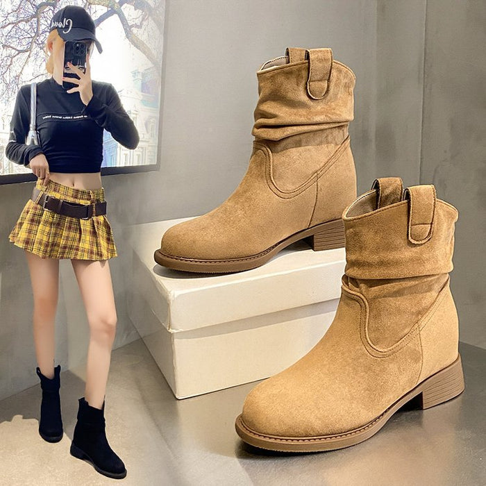 Suede Slimming Chunky-heel Fashion Ankle Boots