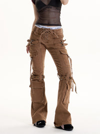 Retro Hot Girl Brown Cargo Jeans