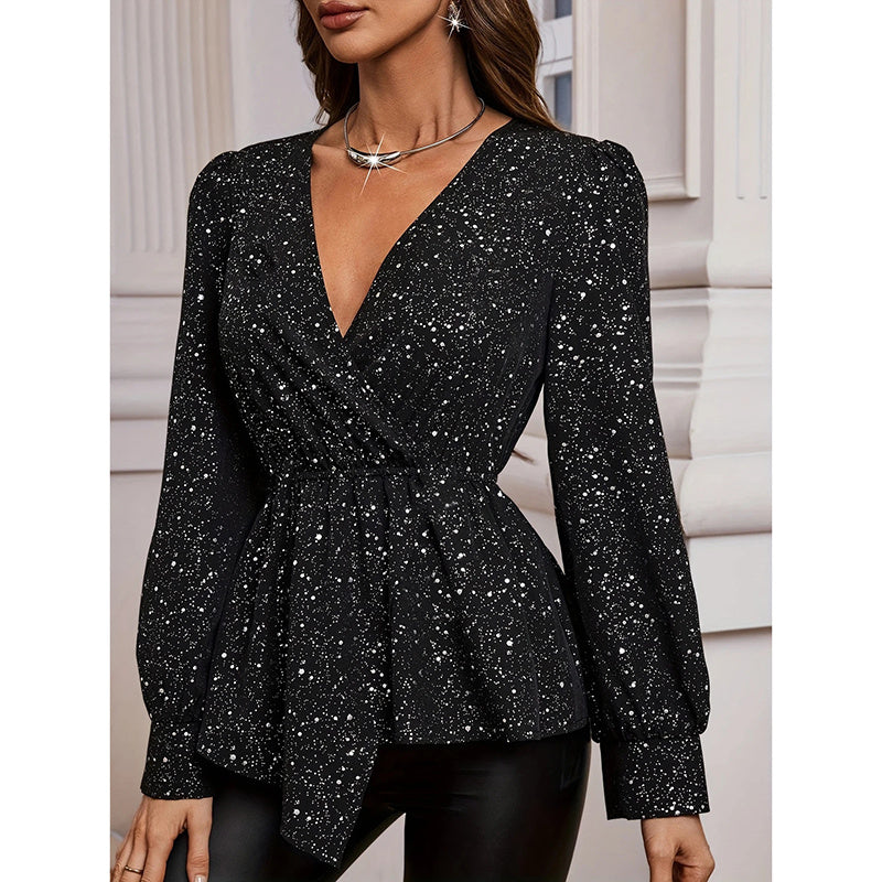 Sparkly Tops Shiny Long Sleeve