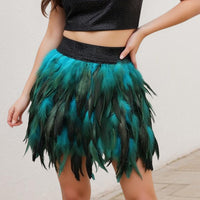 Faux Feather Asymmetrical Mini Skirt