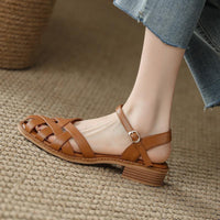 Flat Simplicity Word Strap Closed Toe Sandals