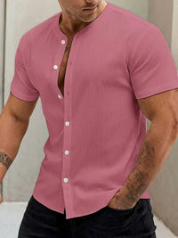 Cardigan Stand Collar Short-sleeve Shirts