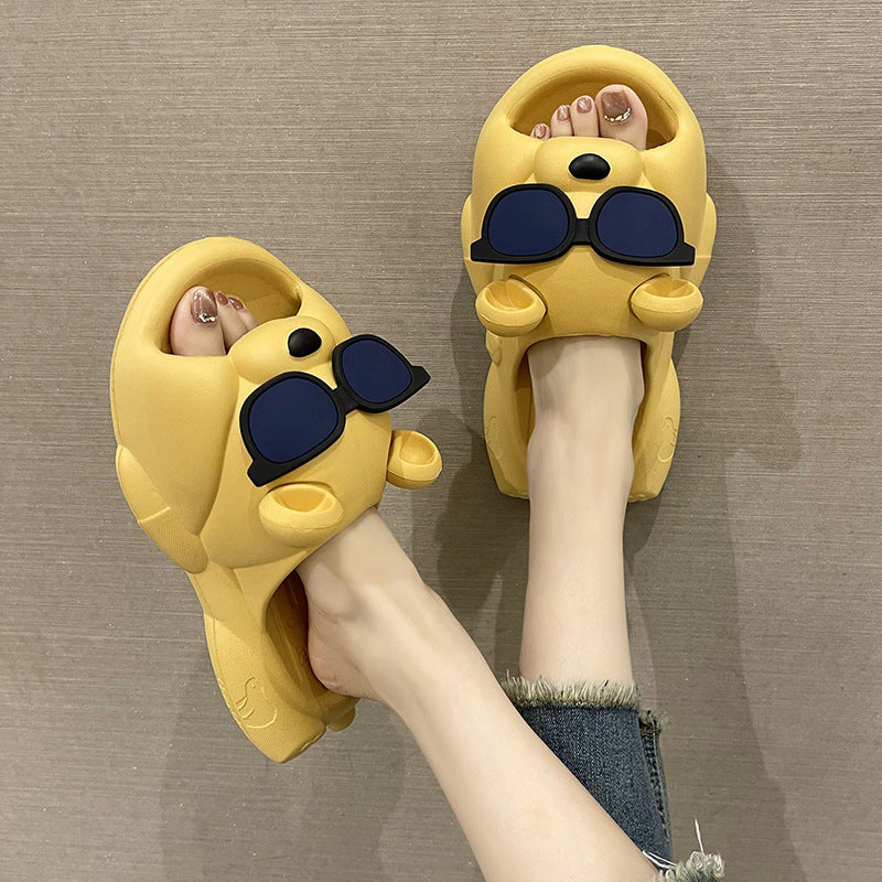Cute Sunglasses Bear Slippers