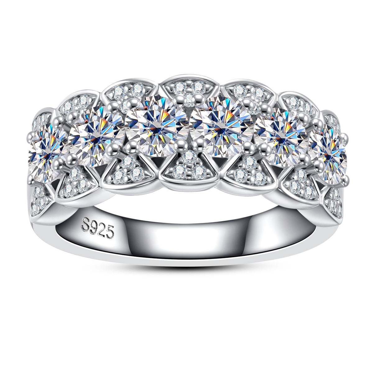 925 Silver Plating 18K Gold Ring Full Moissanite Full Diamond Closed Ring Niche