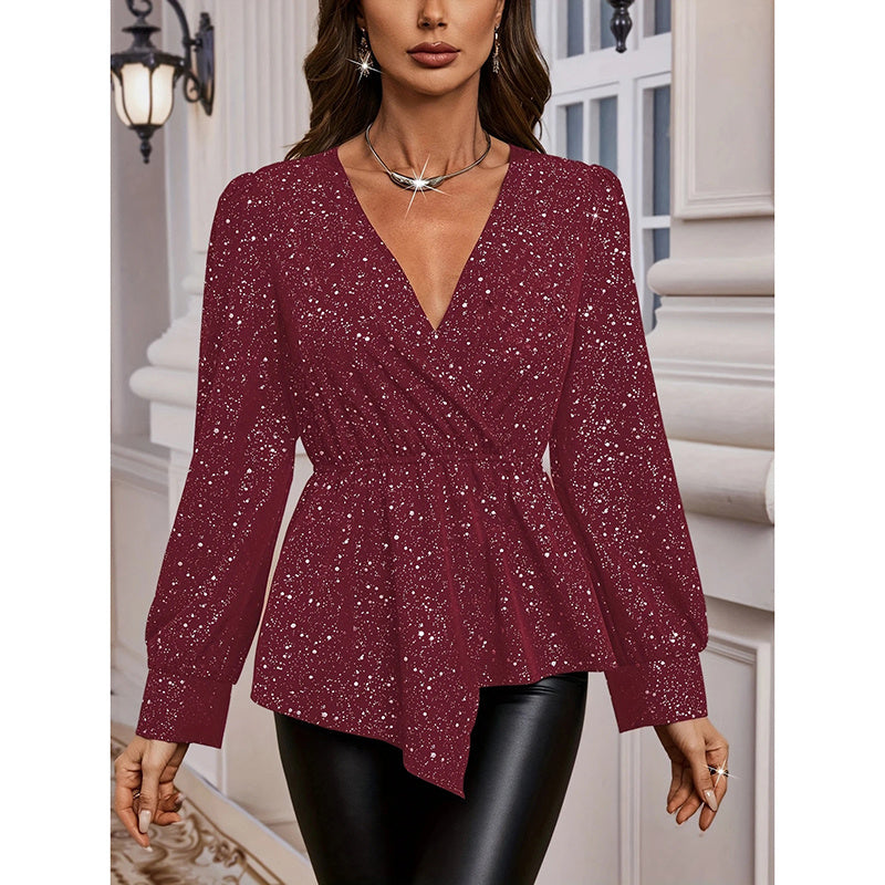 Sparkly Tops Shiny Long Sleeve