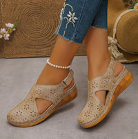 Breathable Velcro-Strap Wedge Sandals