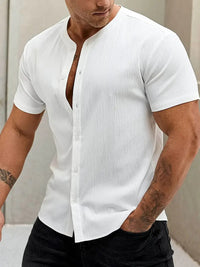 Cardigan Stand Collar Short-sleeve Shirts