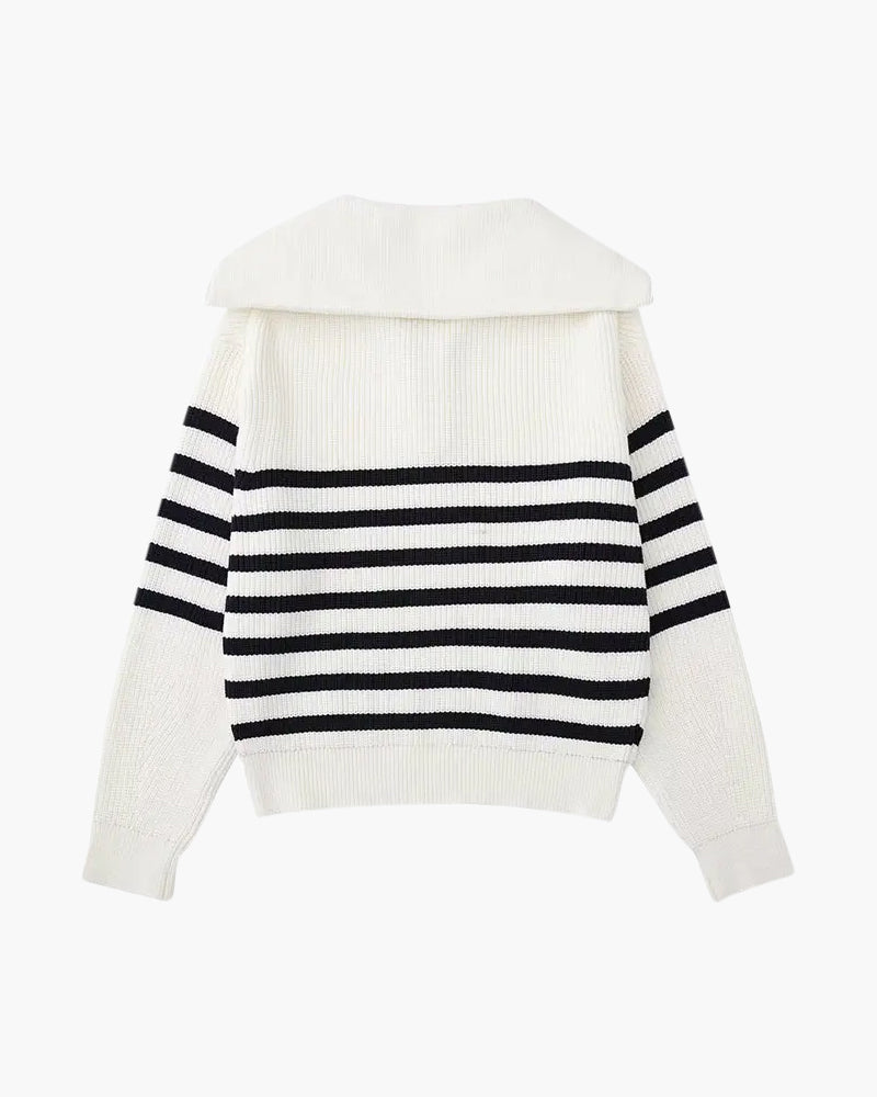 DV Striped Zip-up Sweater
