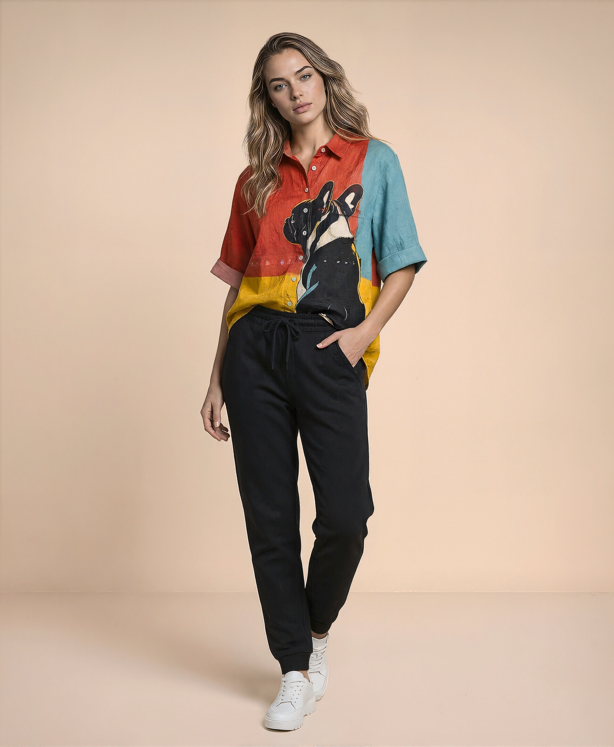 Retro Digital-print Animal Shirt