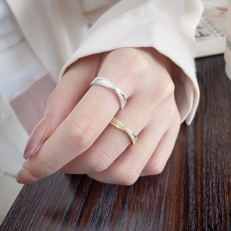 S925 Sterling Silver Line Design Simple All-Match Ring