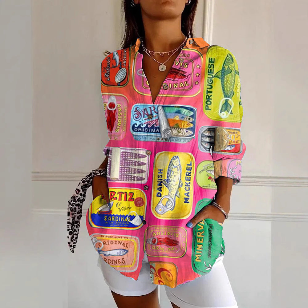 Floral Pattern 3D Printed Long-Sleeve Shirt