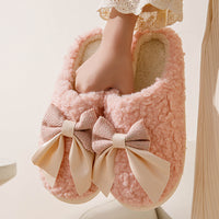 Bow Plush Indoor Couple Slippers