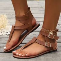 Low-Heel Roman Flip-Toe Sandals