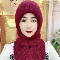 Women's Hat New Fleece-lined Thickened Scarf Integrated Style
