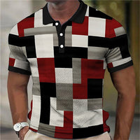 Fashion Polo 3d Splicing Plaid Printing Art Shirts
