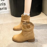 Suede Slimming Chunky-heel Fashion Ankle Boots