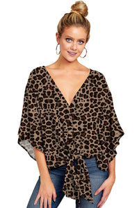 V Neck - Leopard Print Blouse
